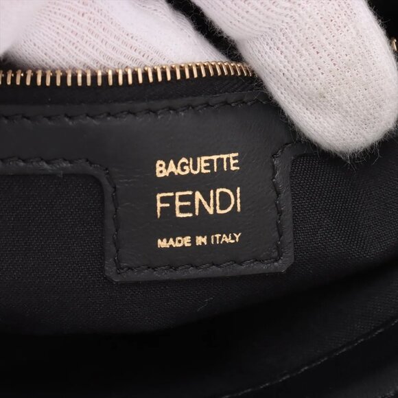 Fendi ZUCCA Mamma Baguette Leather 2-Way Shoulder Bag – Black - Picture 10 of 11